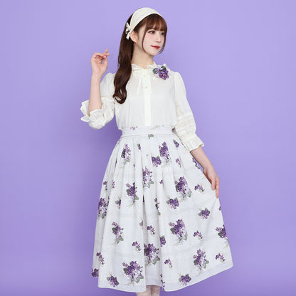 Standing collar torsion lace blouse