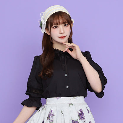 Standing collar torsion lace blouse