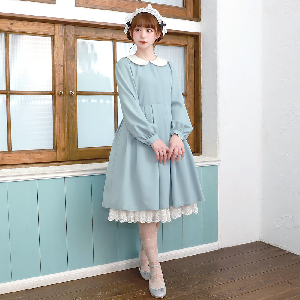 Alice apron long sleeve knee length dress-Melody BasKet – fraisier on-line