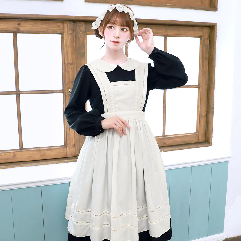 アリスエプロン長袖ミディ丈ワンピース