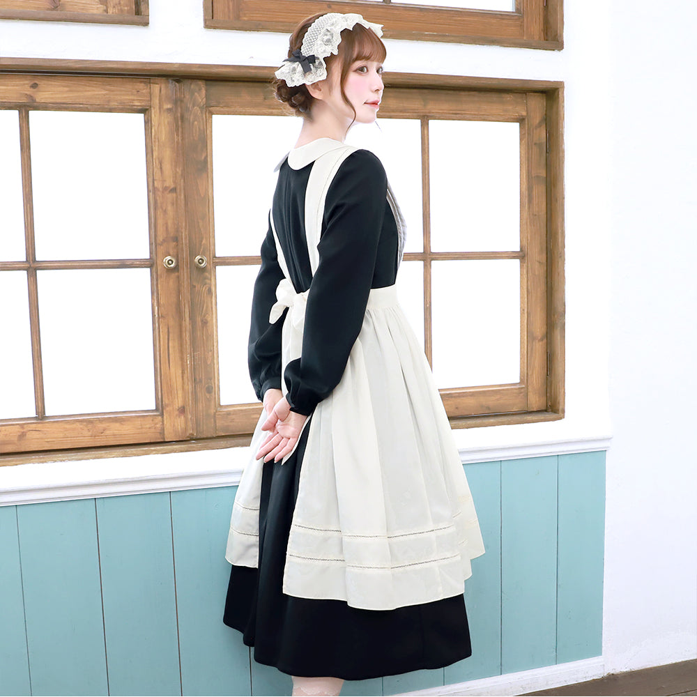 アリスエプロン長袖ミディ丈ワンピース