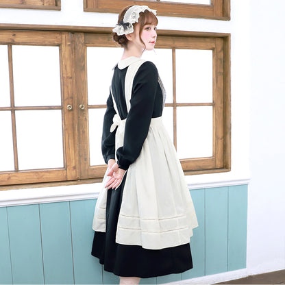 アリスエプロン長袖ミディ丈ワンピース