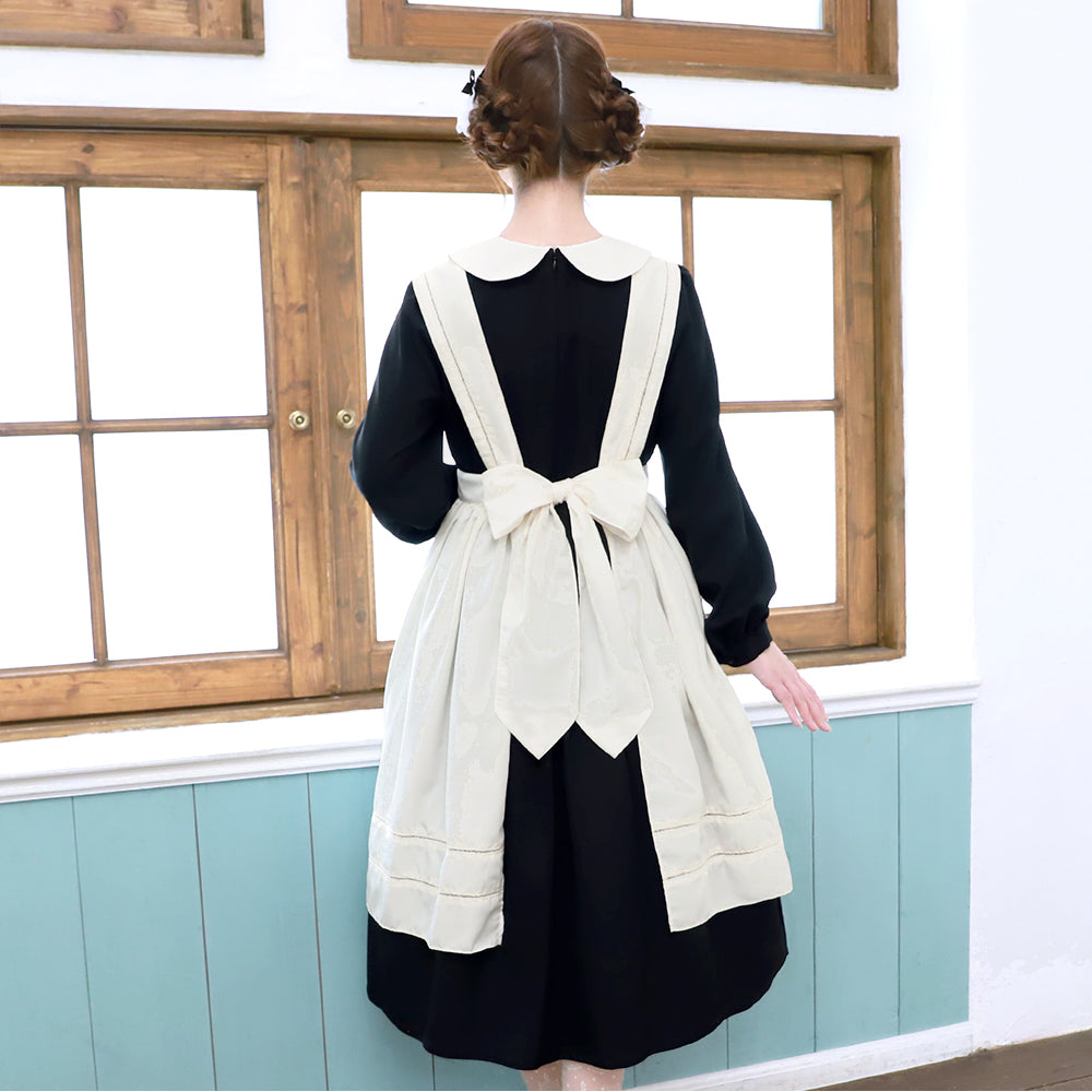 アリスエプロン長袖ミディ丈ワンピース