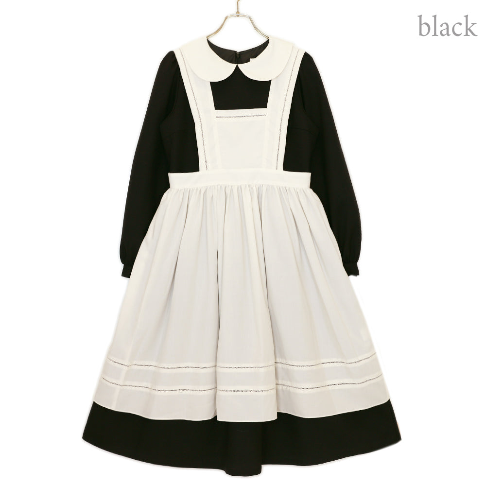 アリスエプロン長袖ミディ丈ワンピース