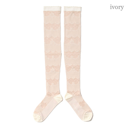 ドットレースボーダーニーハイソックス