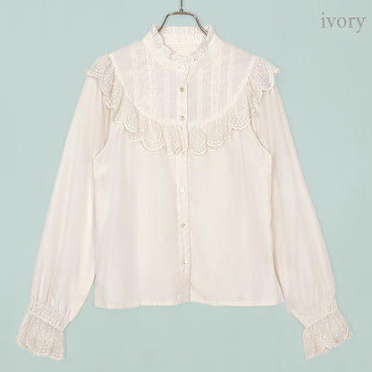 ラウンドヨーク長袖ブラウス