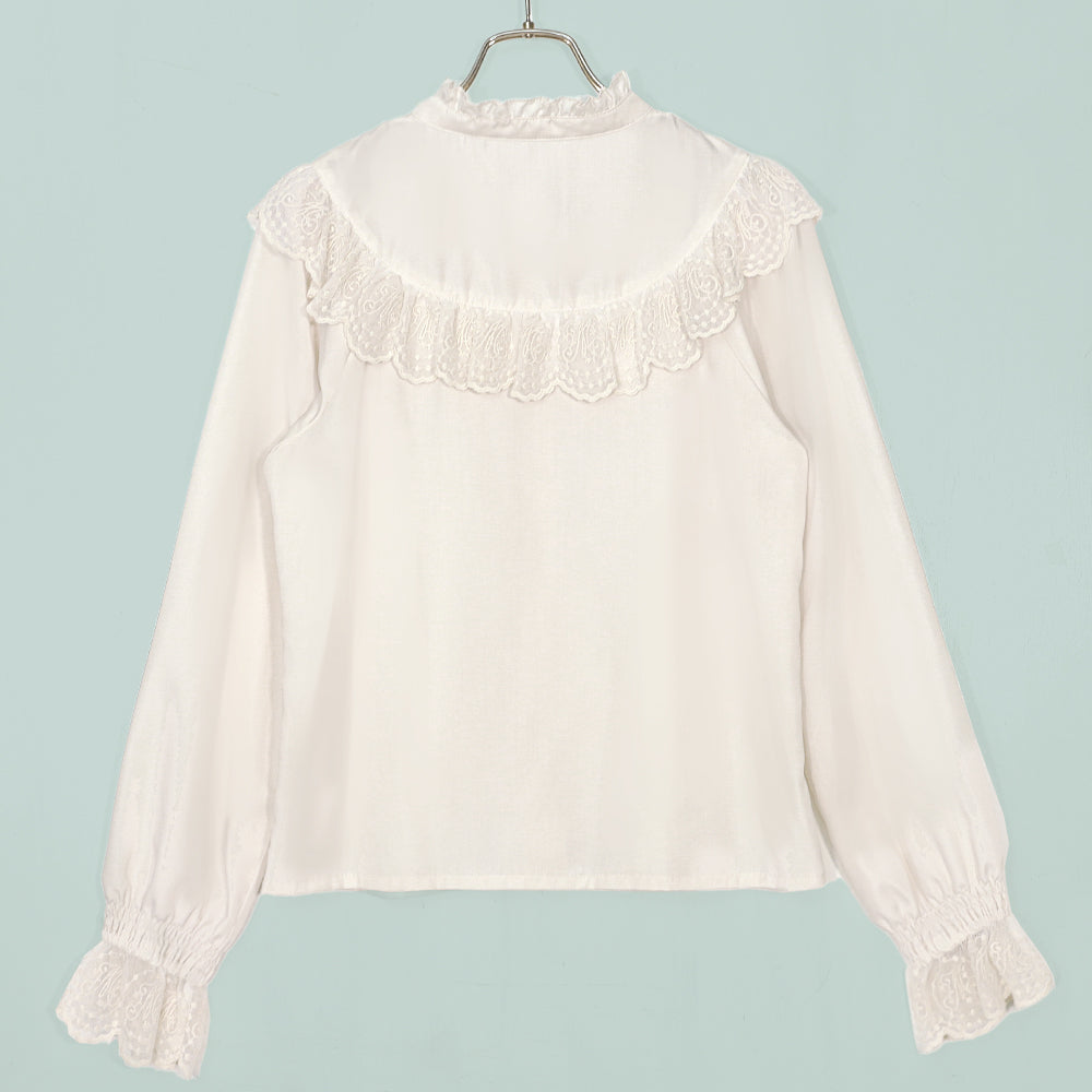 ラウンドヨーク長袖ブラウス