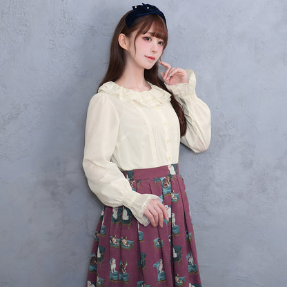 ラッフルカラーブラウス