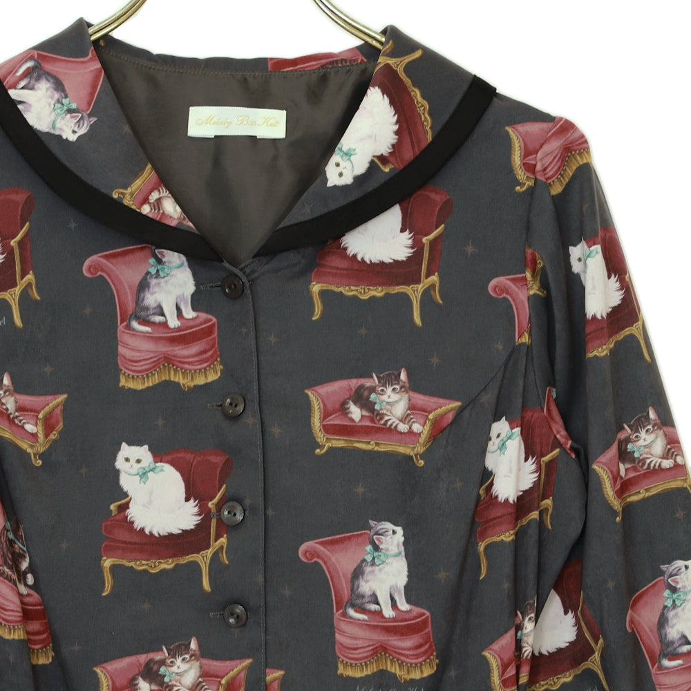 Cats castle フロントボタンワンピース