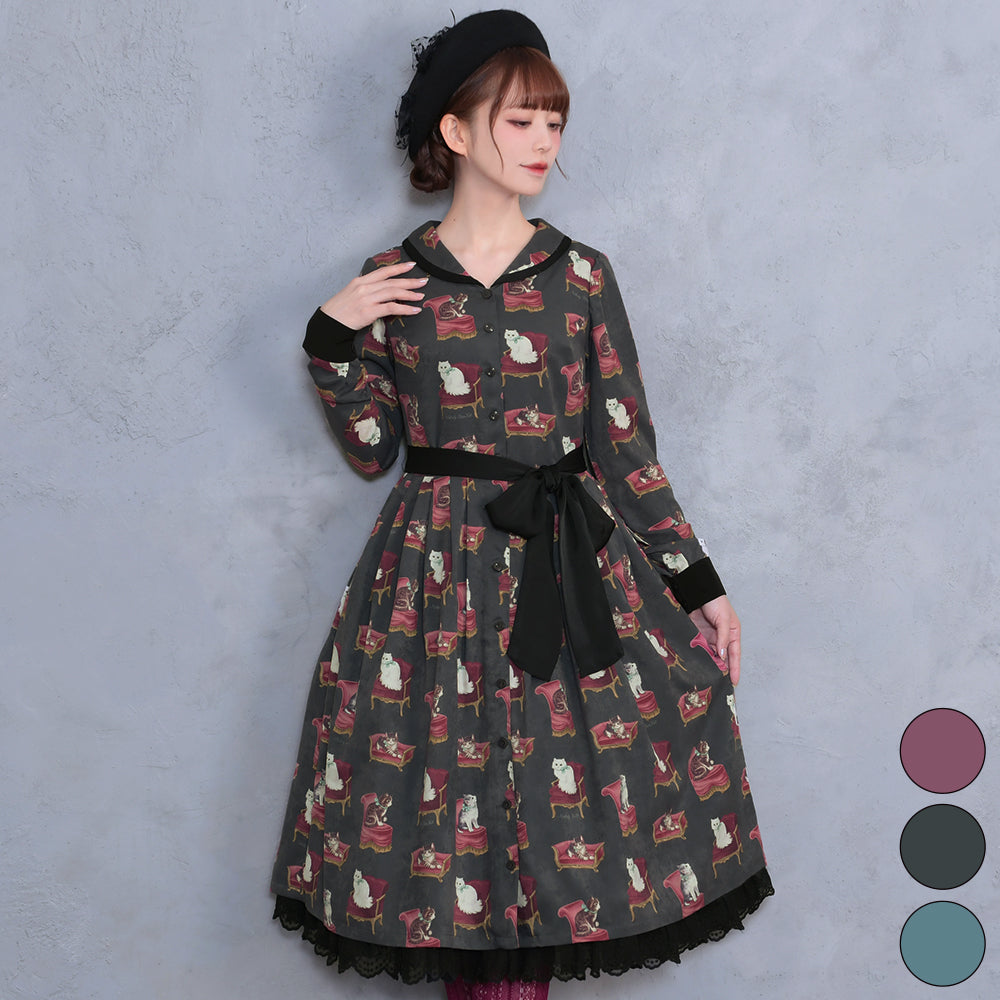 Cats castle フロントボタンワンピース