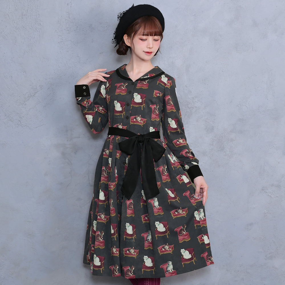 Cats castle フロントボタンワンピース