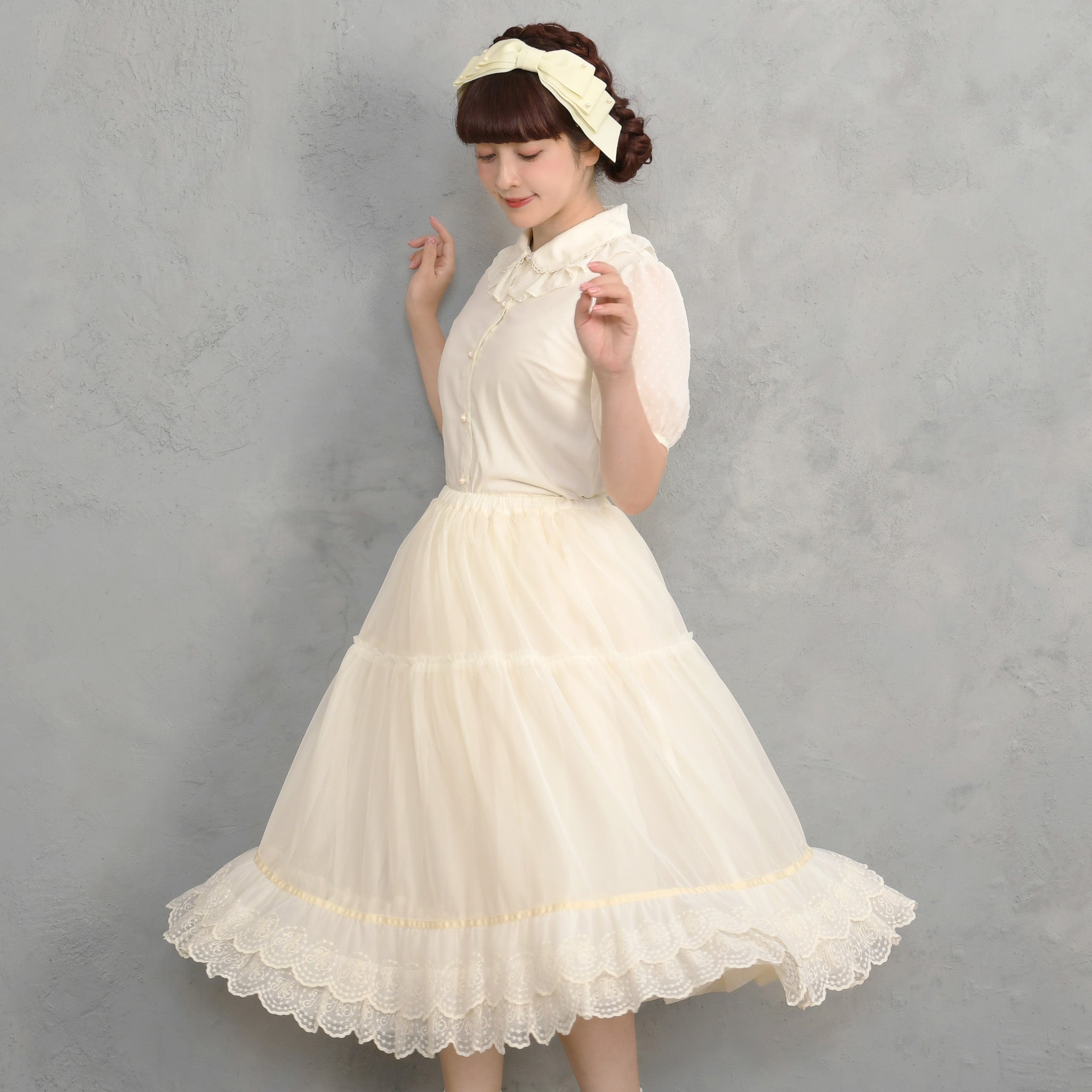 メロディバスケット　Cotton candyロングパニエ　新品タグ付き Cotton candyロングパニエ-Melody BasKet(メロディバスケット