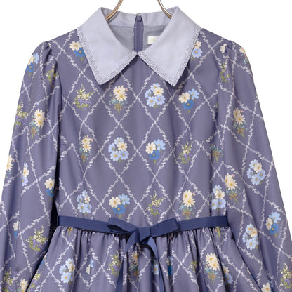 Antique bouquetシャツカラーワンピース