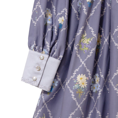 Antique bouquetシャツカラーワンピース