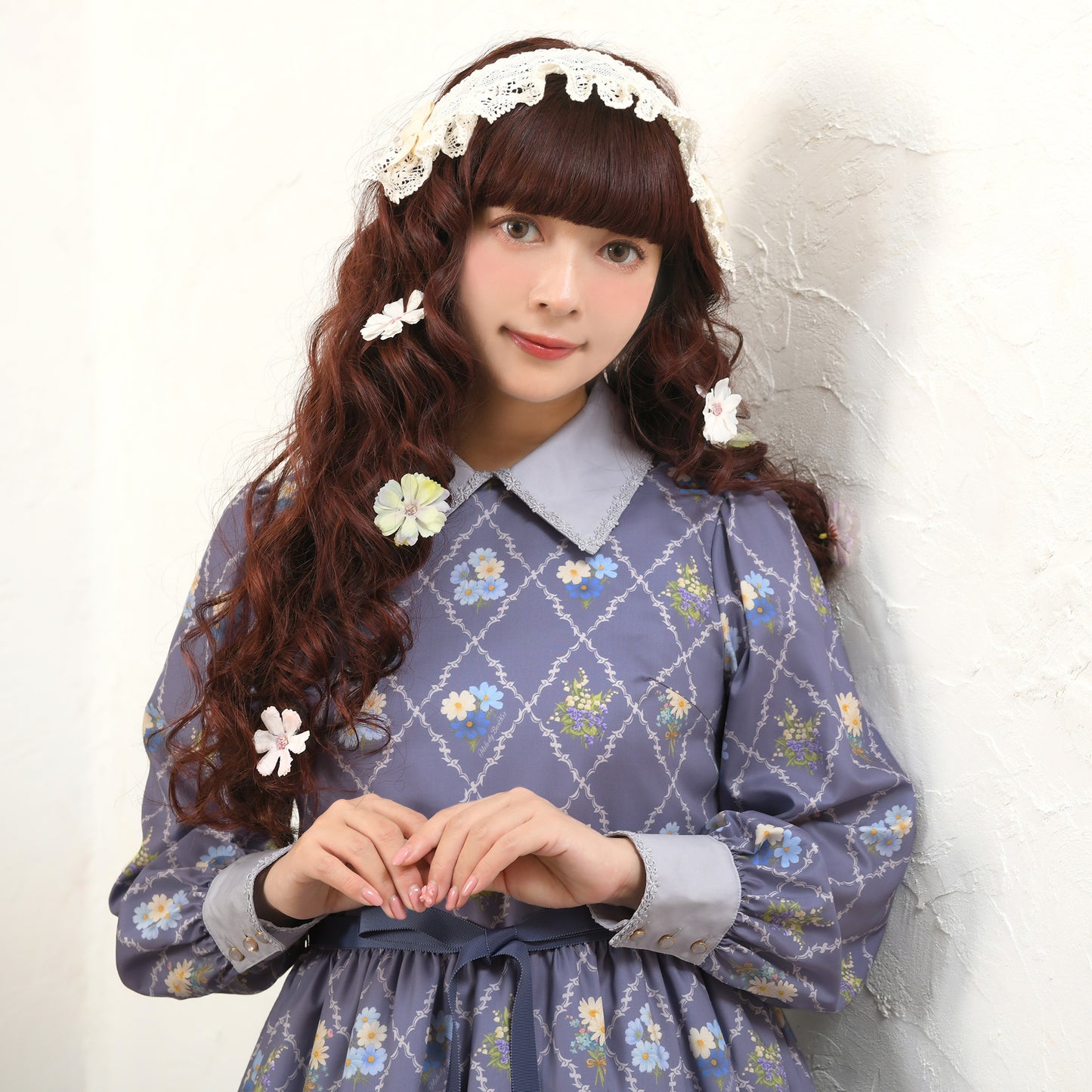 Antique bouquetシャツカラーワンピース