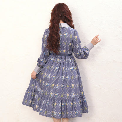 Antique bouquetシャツカラーワンピース