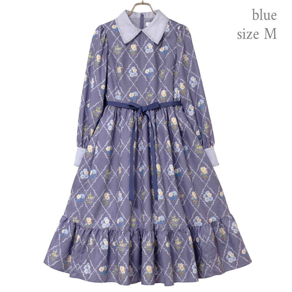 Antique bouquetシャツカラーワンピース-Melody BasKet(メロディー