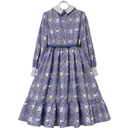 Antique bouquetシャツカラーワンピース