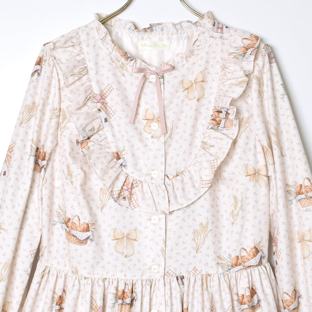 Wheat field swaying in the breeze front button dress