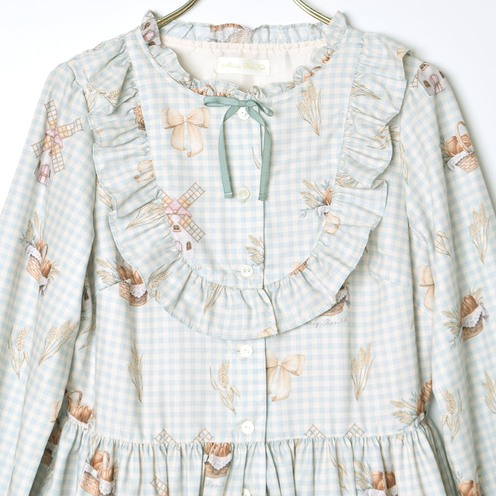 Wheat field swaying in the breeze front button dress