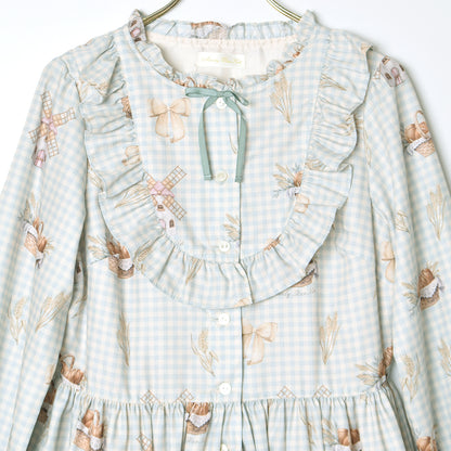 Wheat field swaying in the breeze front button dress