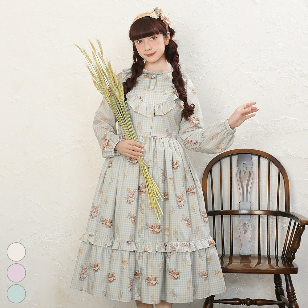 Wheat field swaying in the breeze front button dress