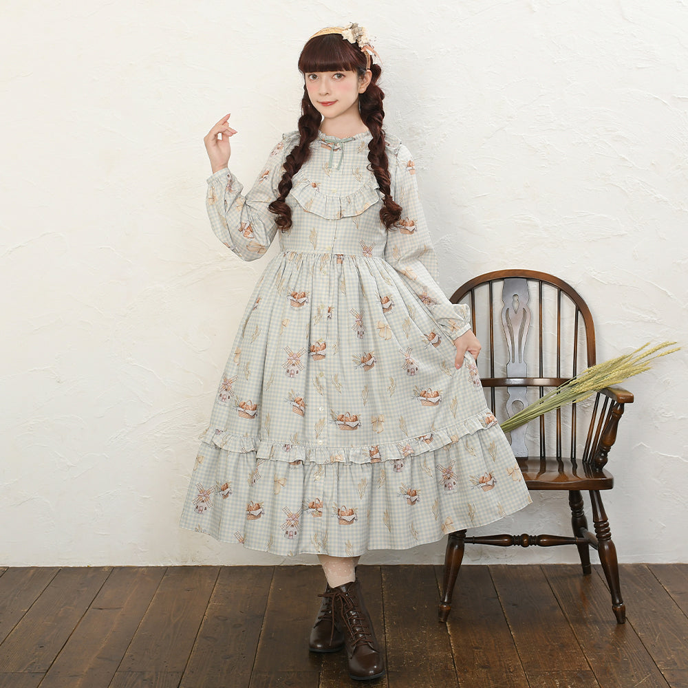 Wheat field swaying in the breeze front button dress
