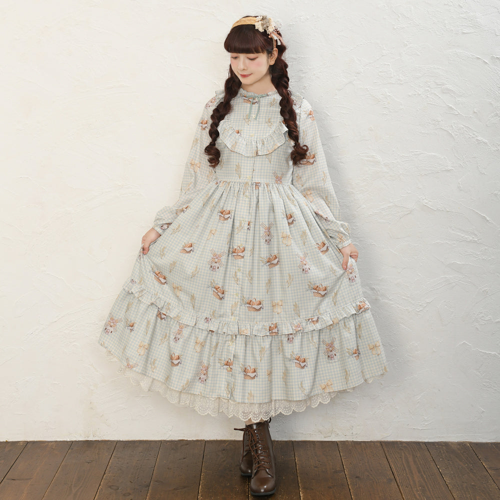 Wheat field swaying in the breeze front button dress