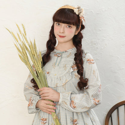 Wheat field swaying in the breeze front button dress