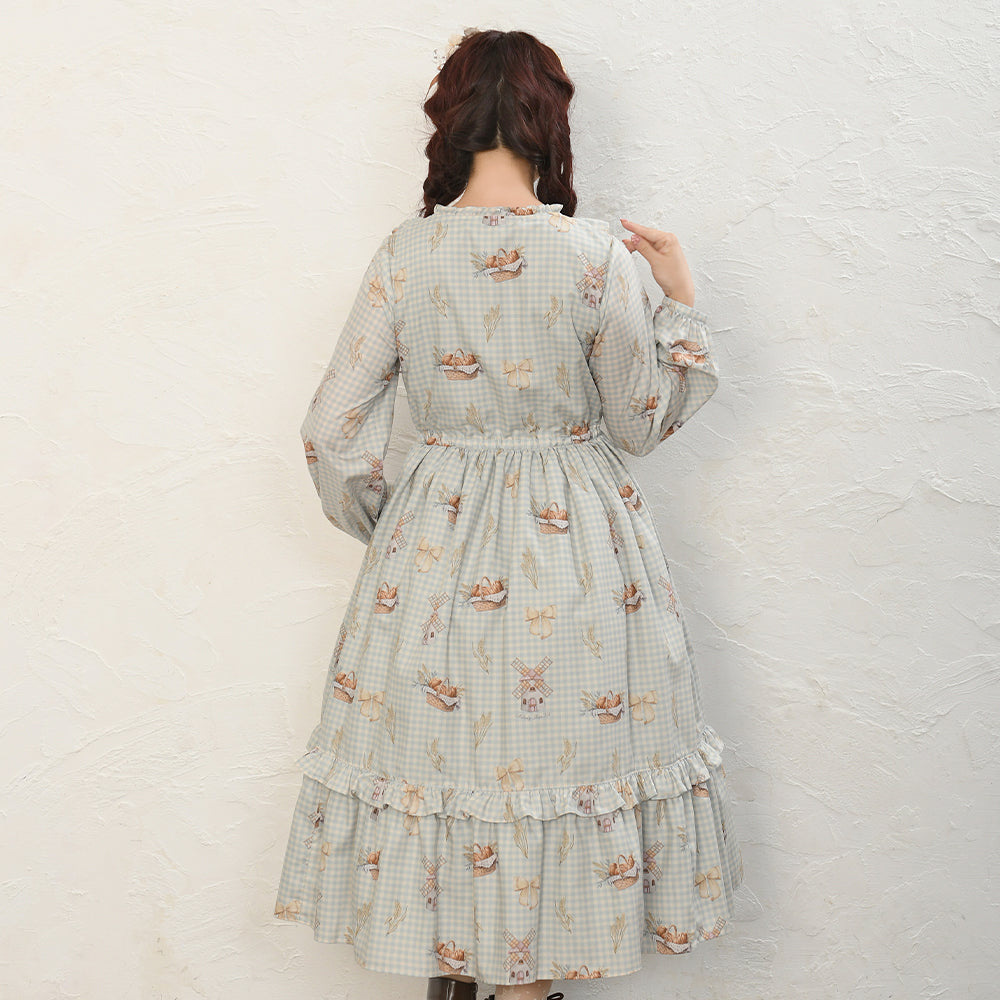 Wheat field swaying in the breeze front button dress