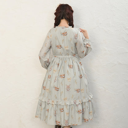 Wheat field swaying in the breeze front button dress