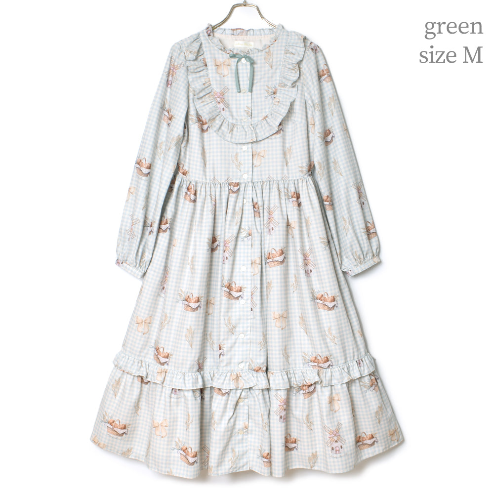 Wheat field swaying in the breeze front button dress