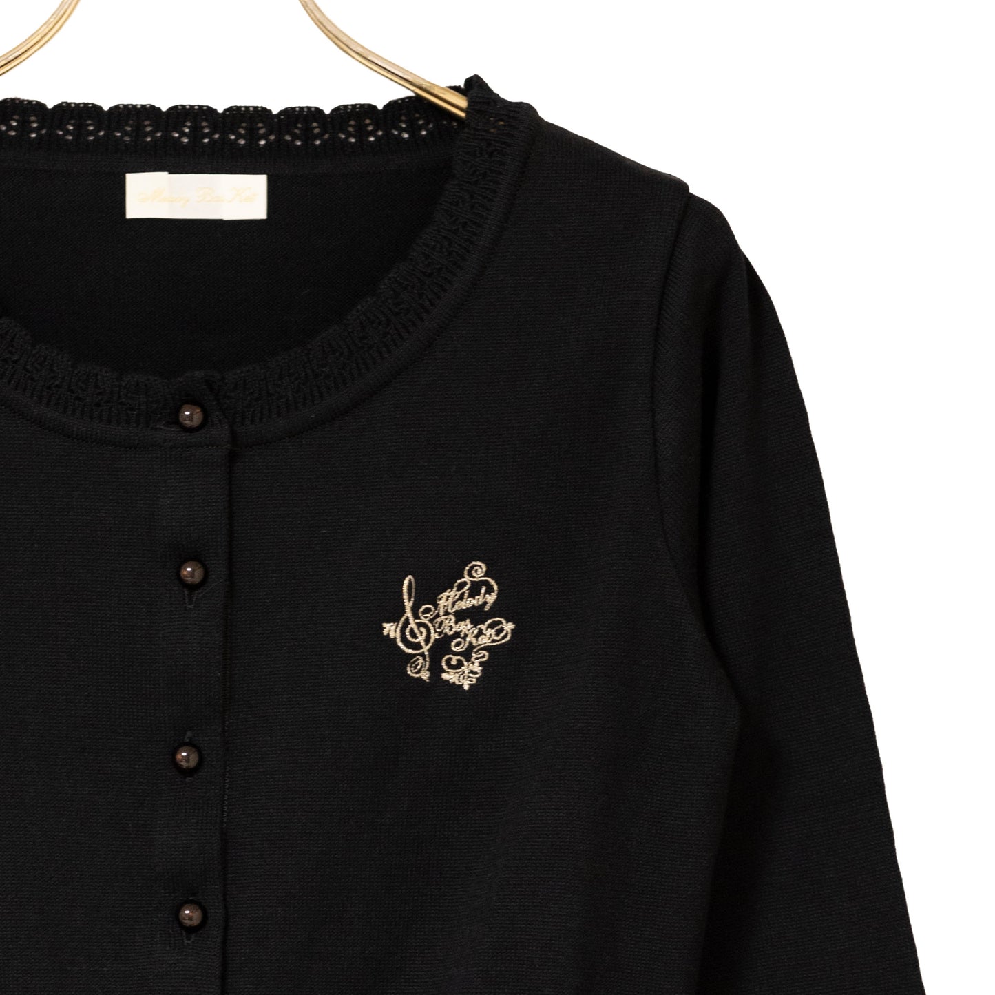 Logo embroidery cotton knit cardigan