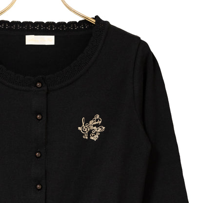 Logo embroidery cotton knit cardigan