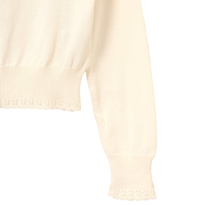 Logo embroidery cotton knit cardigan