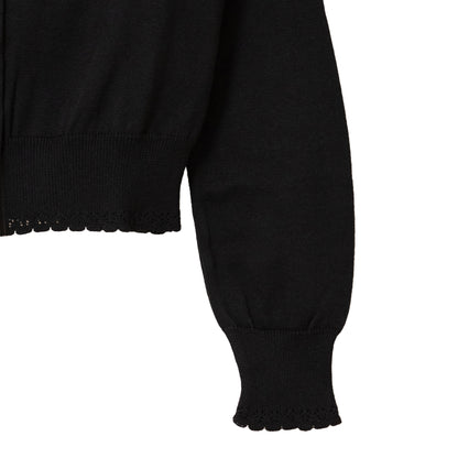 Logo embroidery cotton knit cardigan