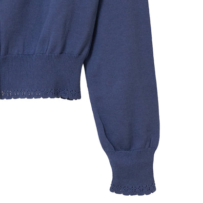 Logo embroidery cotton knit cardigan