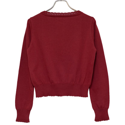 Logo embroidery cotton knit cardigan