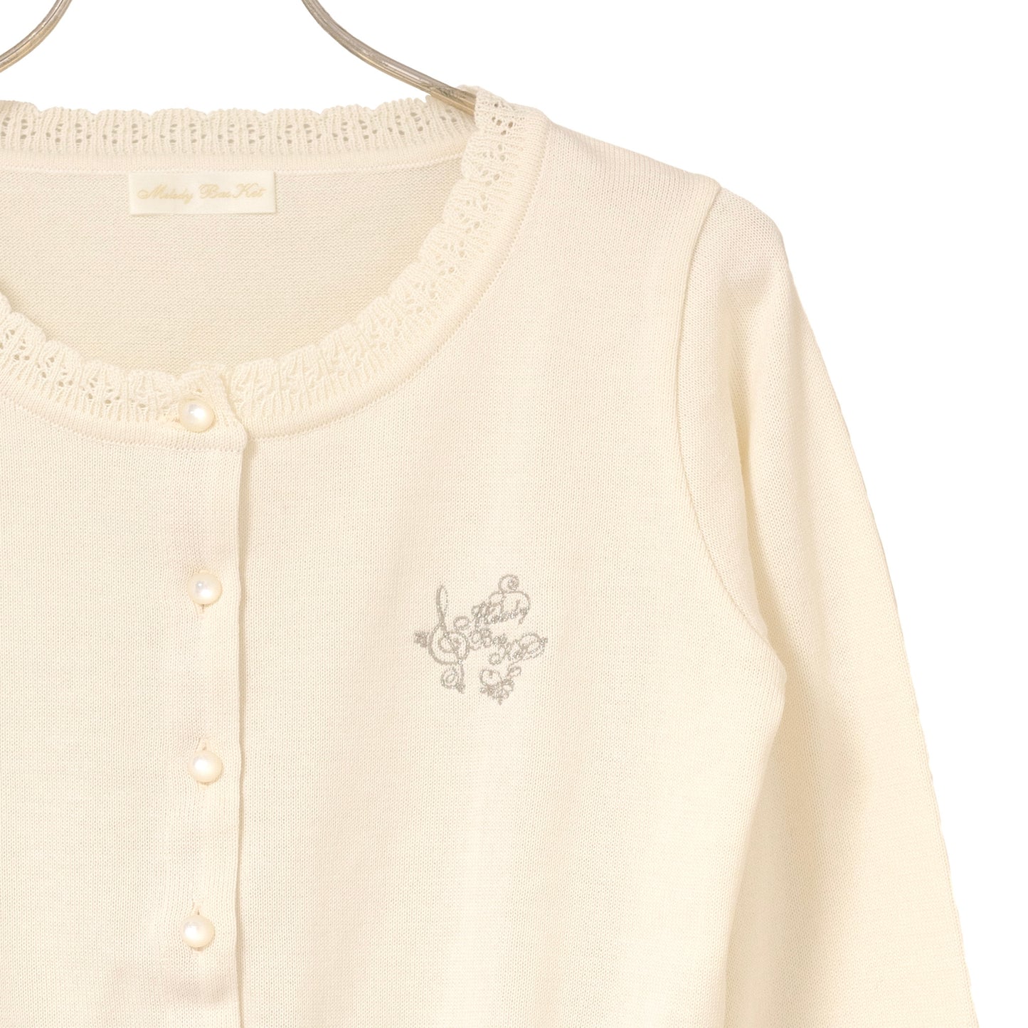 Logo embroidery cotton knit cardigan