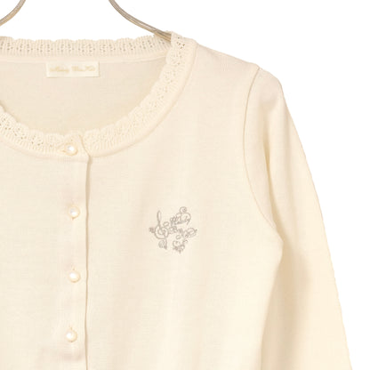 Logo embroidery cotton knit cardigan
