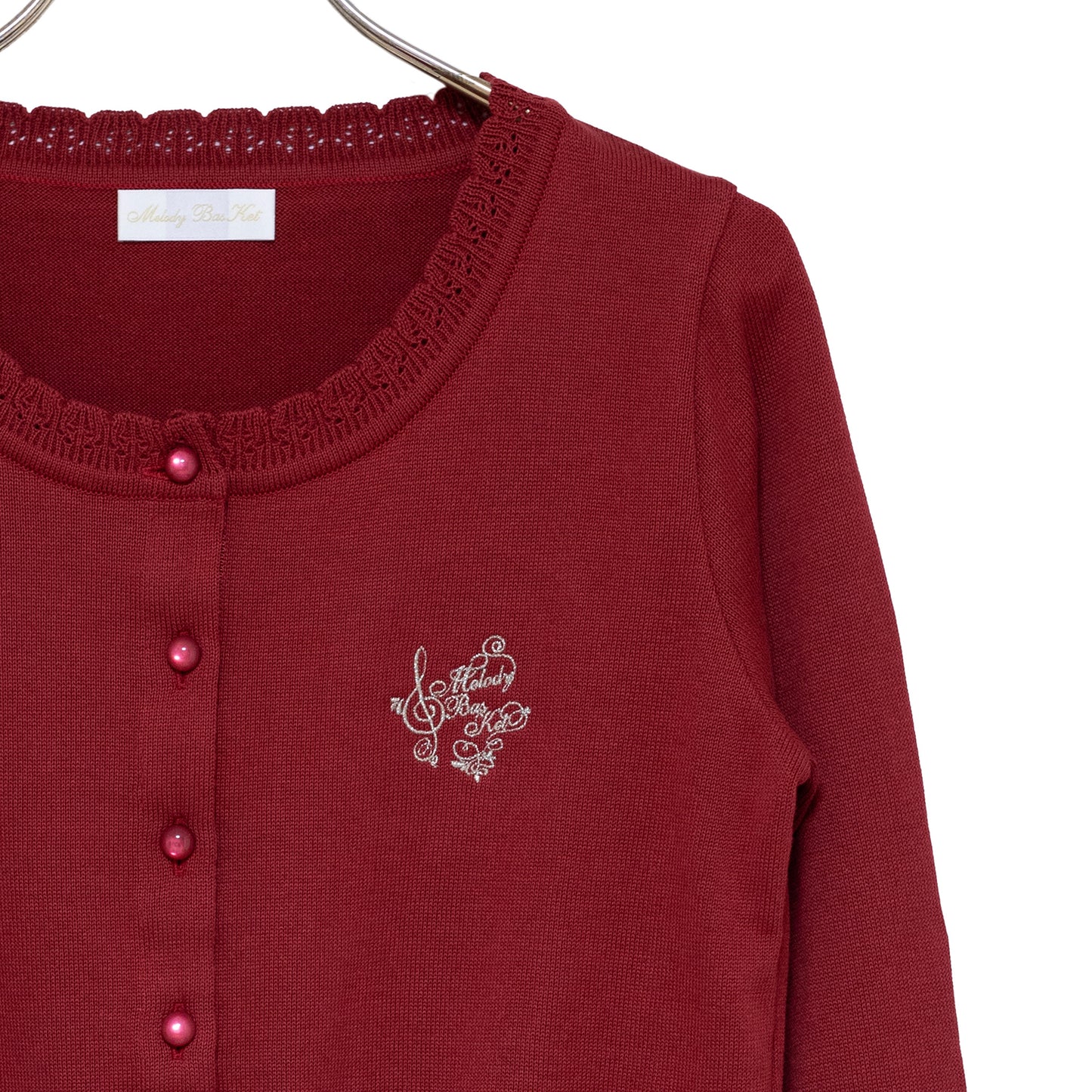 Logo embroidery cotton knit cardigan