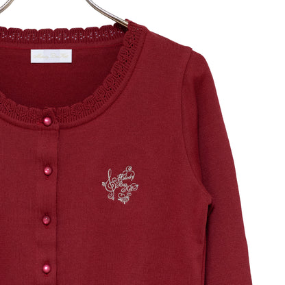 Logo embroidery cotton knit cardigan
