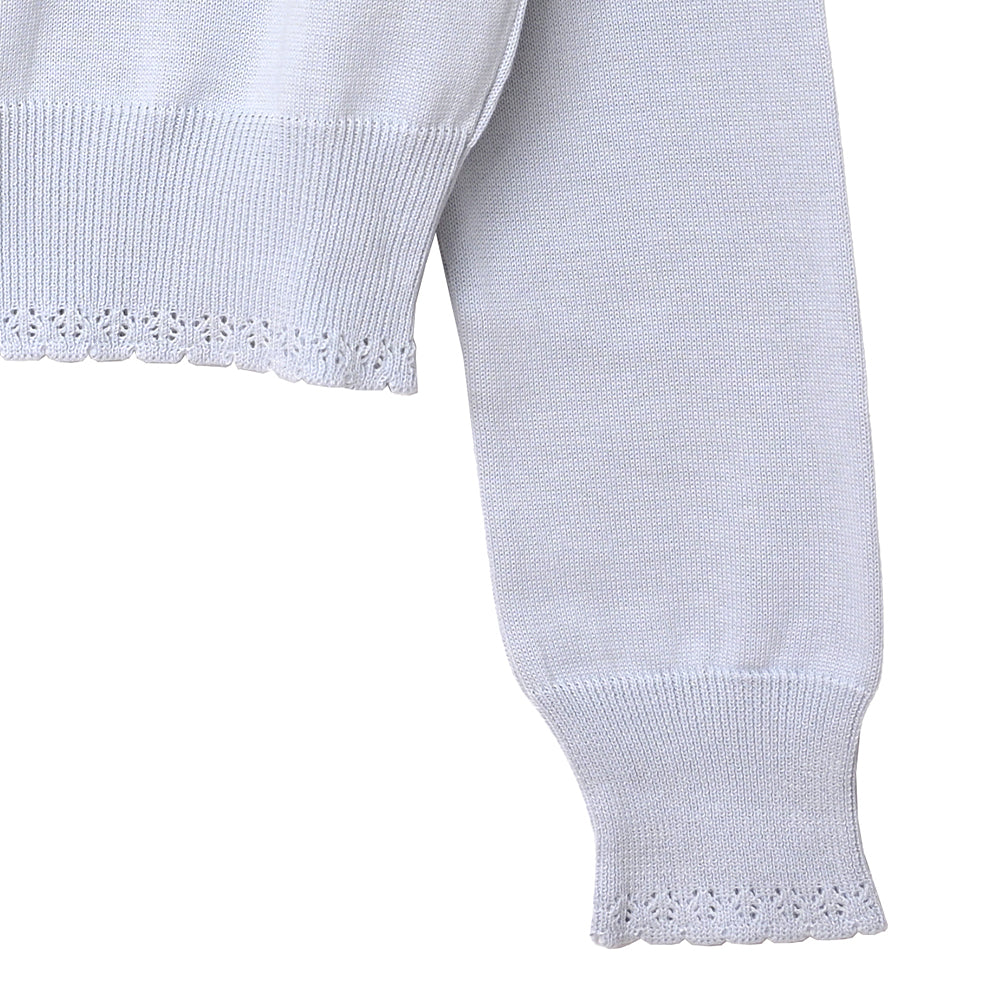 Logo embroidery cotton knit cardigan