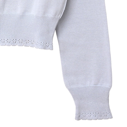 Logo embroidery cotton knit cardigan