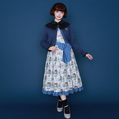 Logo embroidery cotton knit cardigan