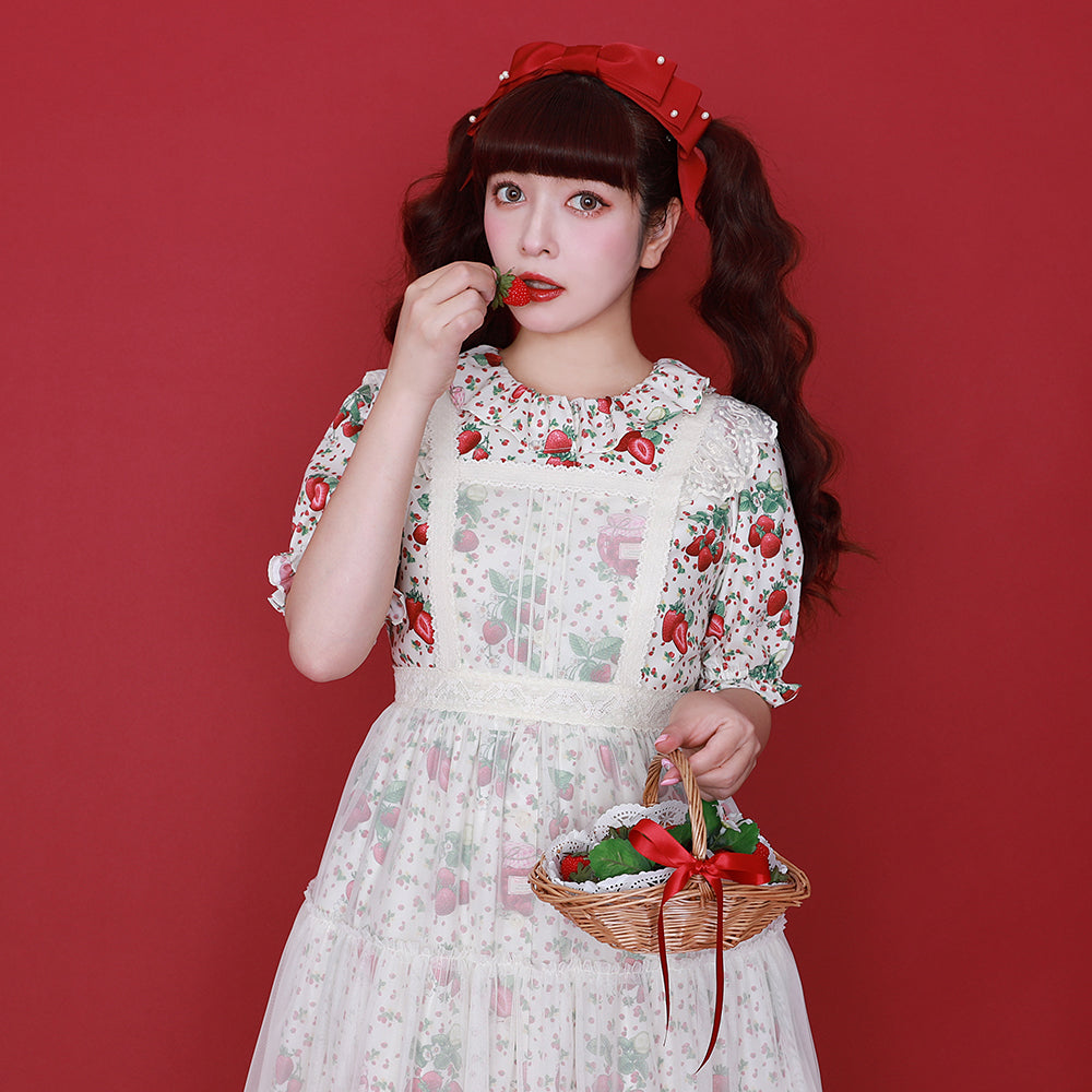 Strawberry jamフロントボタンワンピース-Melody BasKet(メロディー