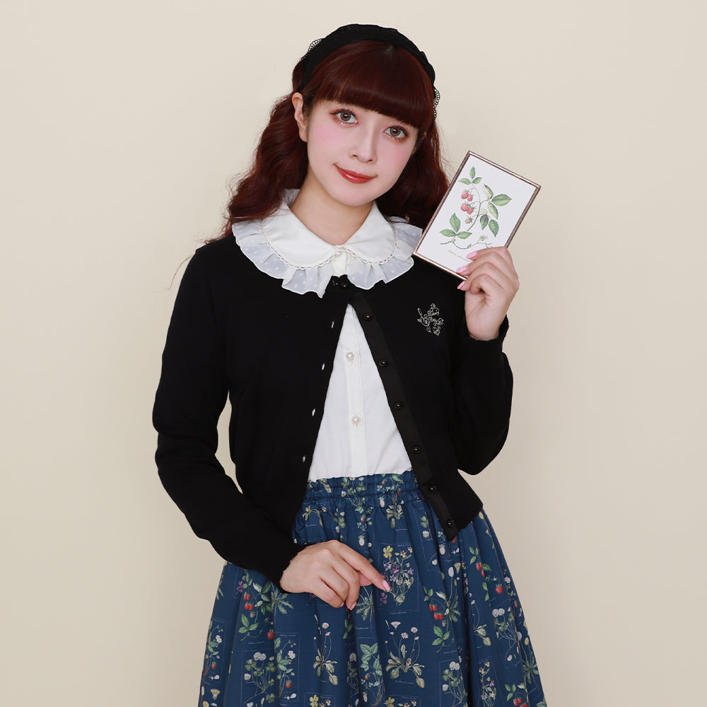 Logo embroidery cotton knit cardigan