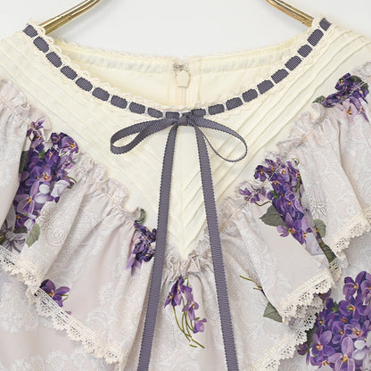 Violet lace yoke switching dress