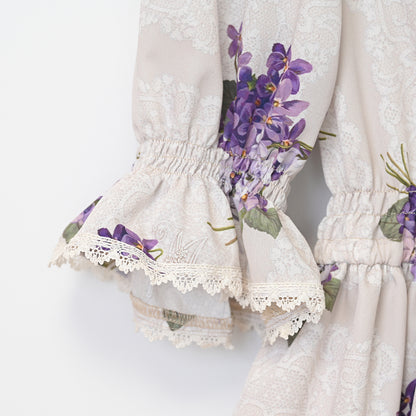 Violet lace yoke switching dress