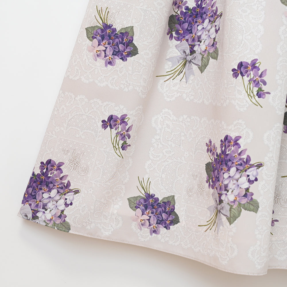 Violet lace yoke switching dress